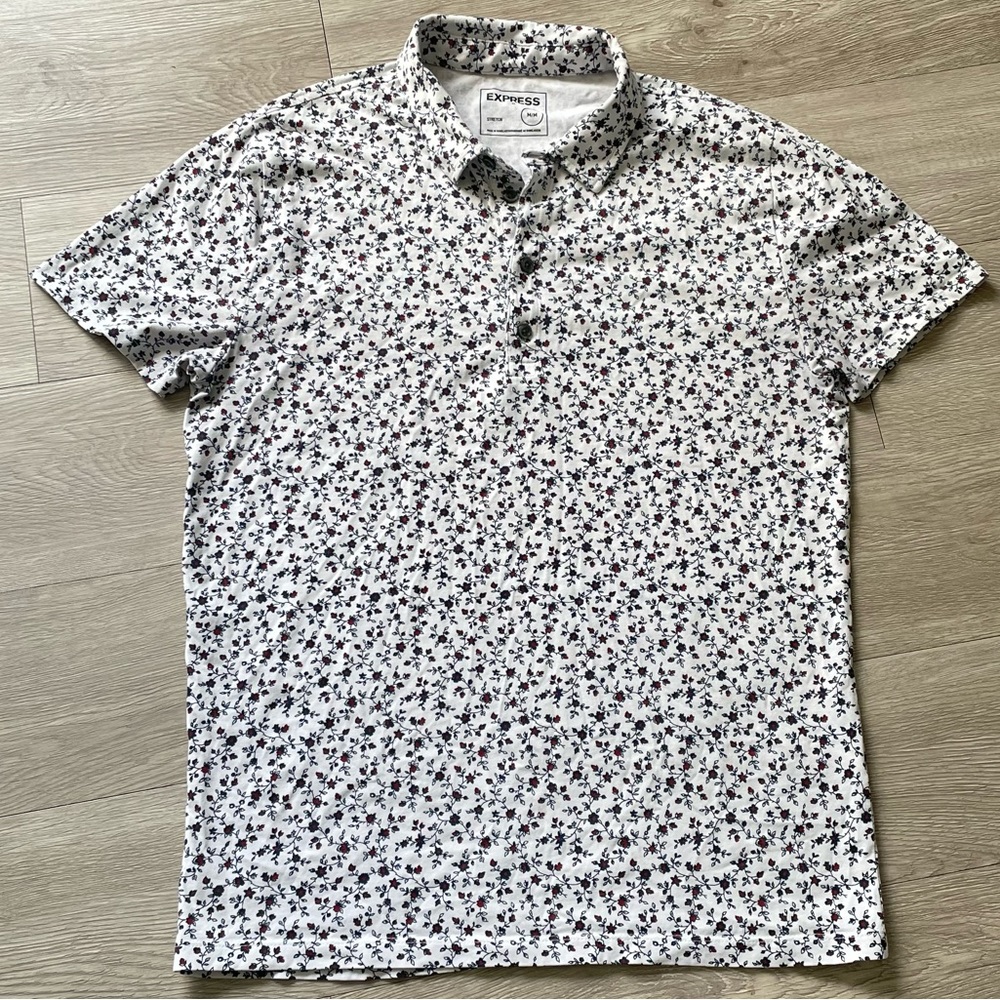 Mens Flower Printed Polo
